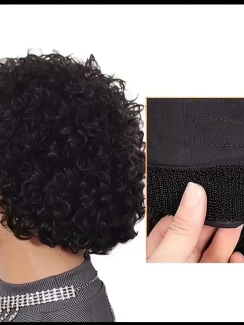 Black Short Curly Headband Wig for Women